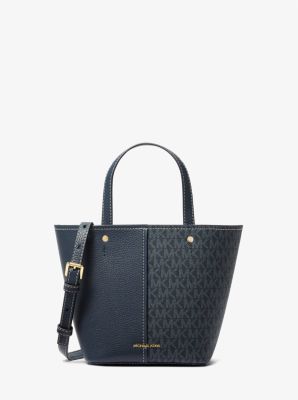 Umhängetasche Flora Medium aus gekrispeltem Leder und Signature-Logostoff