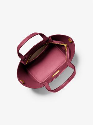 Flora Medium Signature Logo and Pebbled Leather Crossbody Bag
