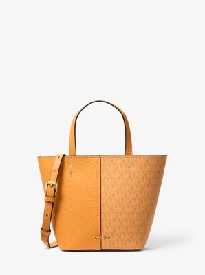 Michael Kors Flora Medium Signature Logo and Pebbled Leather Crossbody Bag