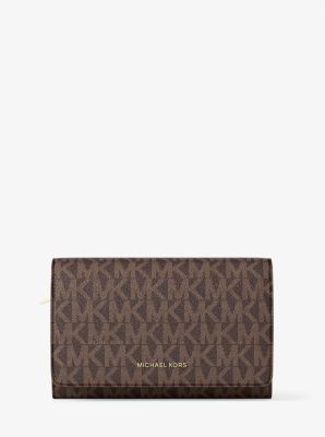 MK Brieftasche Jet Set Large Mit Signature-Logomuster - Braun