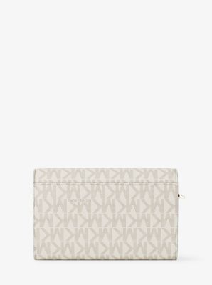 Jet Set Large Signature Logo Wallet in VANILLA/ACORN | Michael Kors