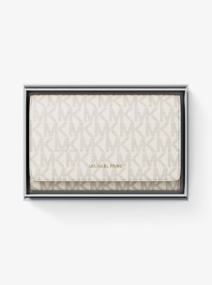 Jet Set Large Signature Logo Wallet in VANILLA/ACORN | Michael Kors