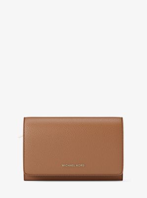 MK Brieftasche Jet Set Large Aus Gekrispeltem Leder - Braun