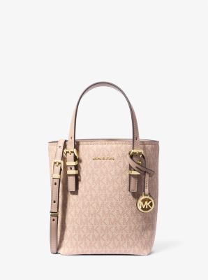MICHAEL KORS QUINN EXTRA-SMALL SIGNATURE LOGO AND LEATHER CONVERTIBLE TOTE BAG 