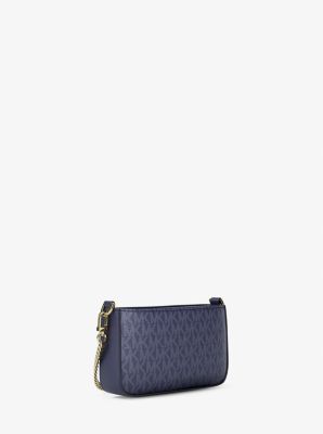 Thumbnail - MK Wandelbare Pochette Bryant Small Mit Signature-Logomuster - Blau - Michael Kors