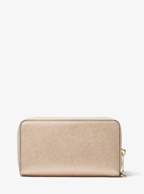 Travel Large Metallic Leather Smartphone Wristlet