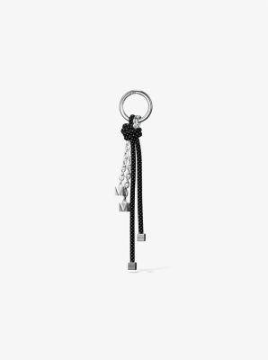 MK Taschenanhänger Im Silberton Mit Gesprenkelten Bändern - Schwarz