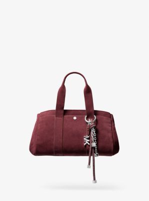 Taschenanhänger im Silberton mit gesprenkelten Bändern