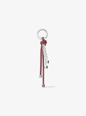 Silver-Tone and Speckled Cord Bag Charm