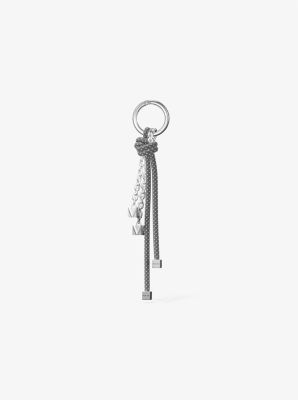 Michael Kors Silver-tone And Speckled Cord Bag Charm In Gray