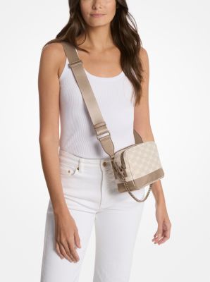 Bryant Medium Two-Tone Logo Jacquard and Leather Camera Crossbody Bag