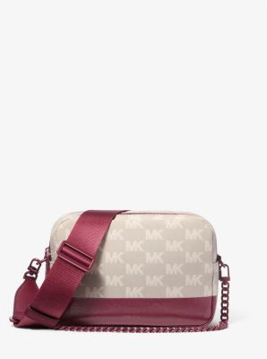 Bryant Medium Two-Tone Logo Jacquard and Leather Camera Crossbody Bag
