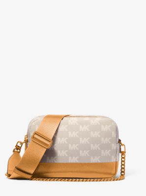 Bryant Medium Two-Tone Logo Jacquard and Leather Camera Crossbody Bag
