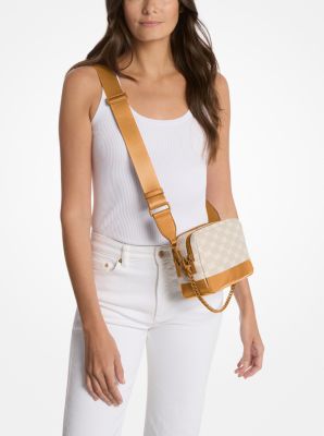Bryant Medium Two-Tone Logo Jacquard and Leather Camera Crossbody Bag