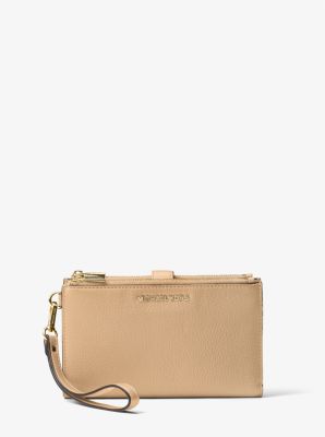 Large Metallic Pebbled Leather Wristlet