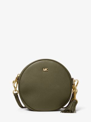 michael michael kors pebble leather circle canteen crossbody