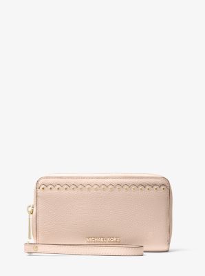 Large Scalloped Leather Smartphone Wristlet