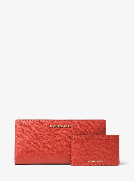 Large Saffiano Leather Slim Wallet - CORAL MULTI - 32T8TF6D3T