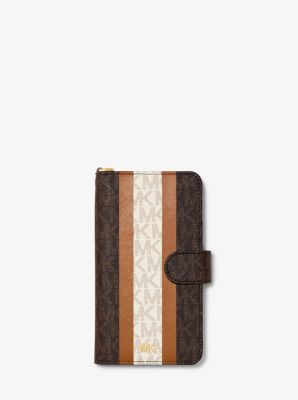 Logo Stripe Wristlet Folio Case For iPhone XR | Michael Kors