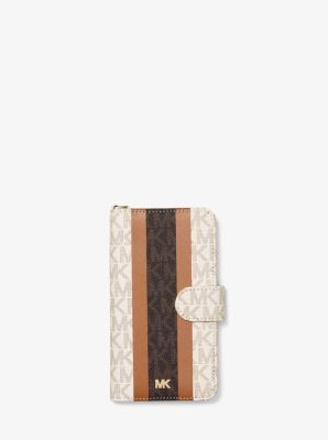 Logo Stripe Wristlet Folio Case For iPhone X/XS | Michael Kors