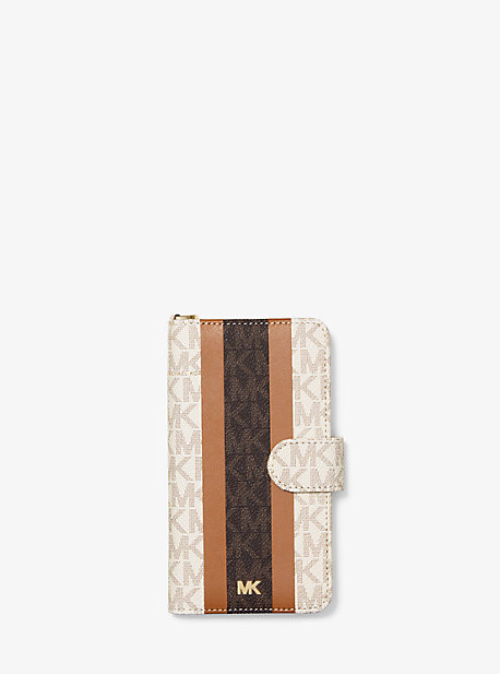 Logo Stripe Wristlet Folio Case For iPhone X/XS | Michael Kors