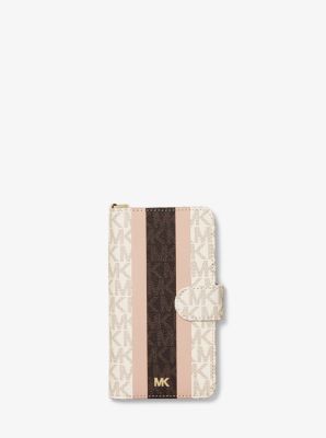 Logo Stripe Wristlet Folio Case For 