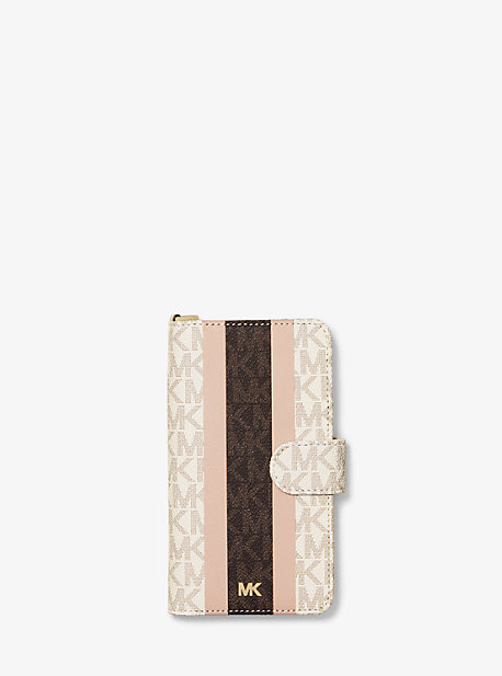 Logo Stripe Wristlet Folio Case For iPhone X/XS | Michael Kors