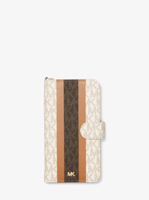 Logo Stripe Wristlet Folio Case For iPhone XS Max | Michael Kors