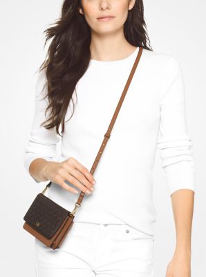 logo and leather convertible crossbody bag