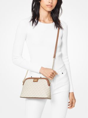 Große Umhängetasche in kuppelförmigem Design mit Logo in VANILLE/EICHELBRAUN | Michael Kors