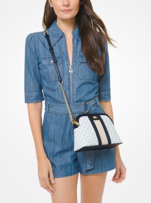 Bandolera grande tipo cúpula con rayas y logotipo in AZUL MARINO/BLANCO | Michael Kors