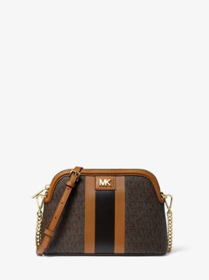 Grand sac à bandoulière arrondi à logo et à rayures | Michael Kors