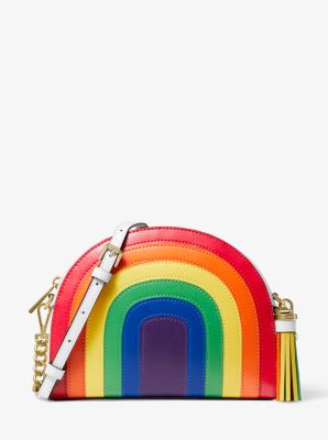 Ginny Rainbow Leather Half-Moon Crossbody Bag | Michael Kors
