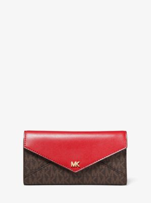 Michael kors large logo best sale and leather envelope wallet