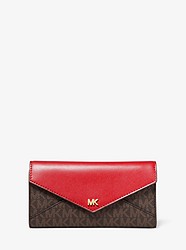 Large Logo and Leather Envelope Wallet - BRN/BRT RED - 32T9GF6E4B