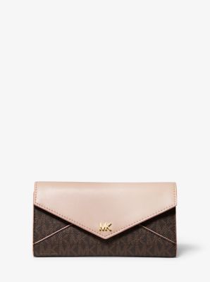 pink and brown michael kors wallet