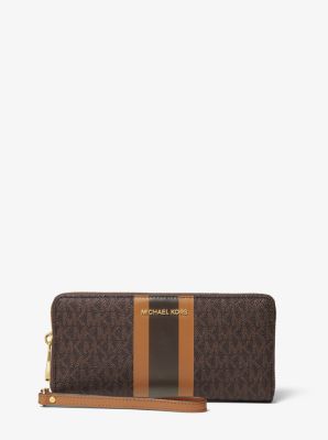 Logo Stripe Continental Wristlet 