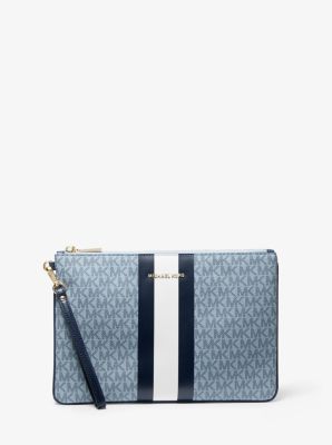 Large Logo Stripe Zip Pouch | Michael Kors