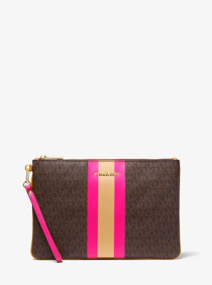 Large Logo Stripe Zip Pouch
