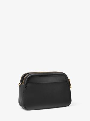 Michael Kors Houston Large Crossgrain Leather Crossbody Bag In Black