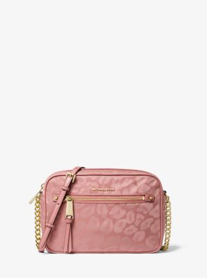 Polly Large Leopard Nylon Jacquard Crossbody Bag