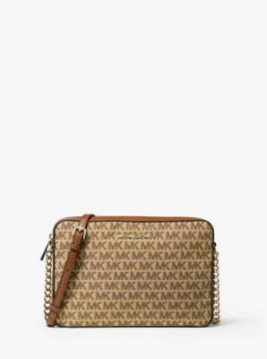 Jet set large 2025 logo jacquard crossbody bag