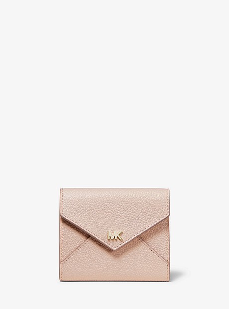 Medium Two-Tone Pebbled Leather Envelope Wallet - SFTPINK/FAWN - 32T9LF6E6T