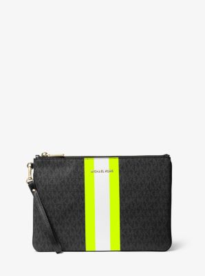 Large logo stripe zip pouch new arrivals