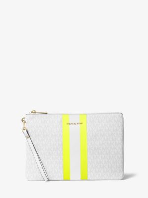 Large Logo Neon Stripe Zip Pouch | Michael Kors