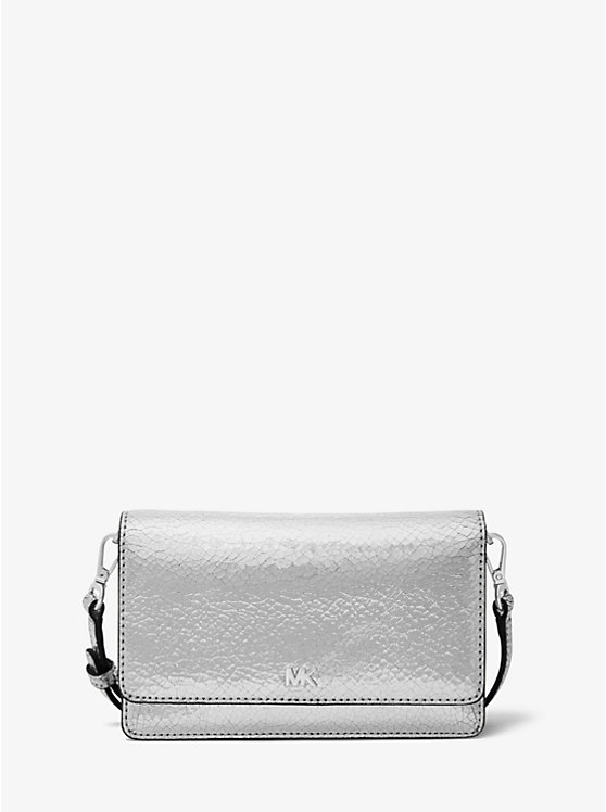 Crackled Metallic Leather Convertible Crossbody Bag image number 0