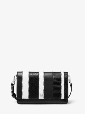 Striped Leather Convertible Crossbody Bag