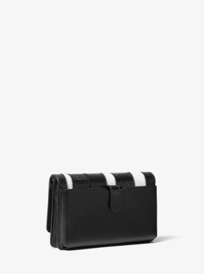 Striped Leather Convertible Crossbody Bag