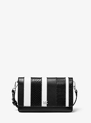 Striped Leather Convertible Crossbody Bag - BLACK/WHITE - 32T9SF5C1T