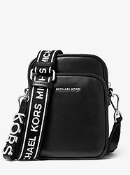Medium Leather Logo Tape Crossbody Bag - BLACK - 32T9SF5C8L
